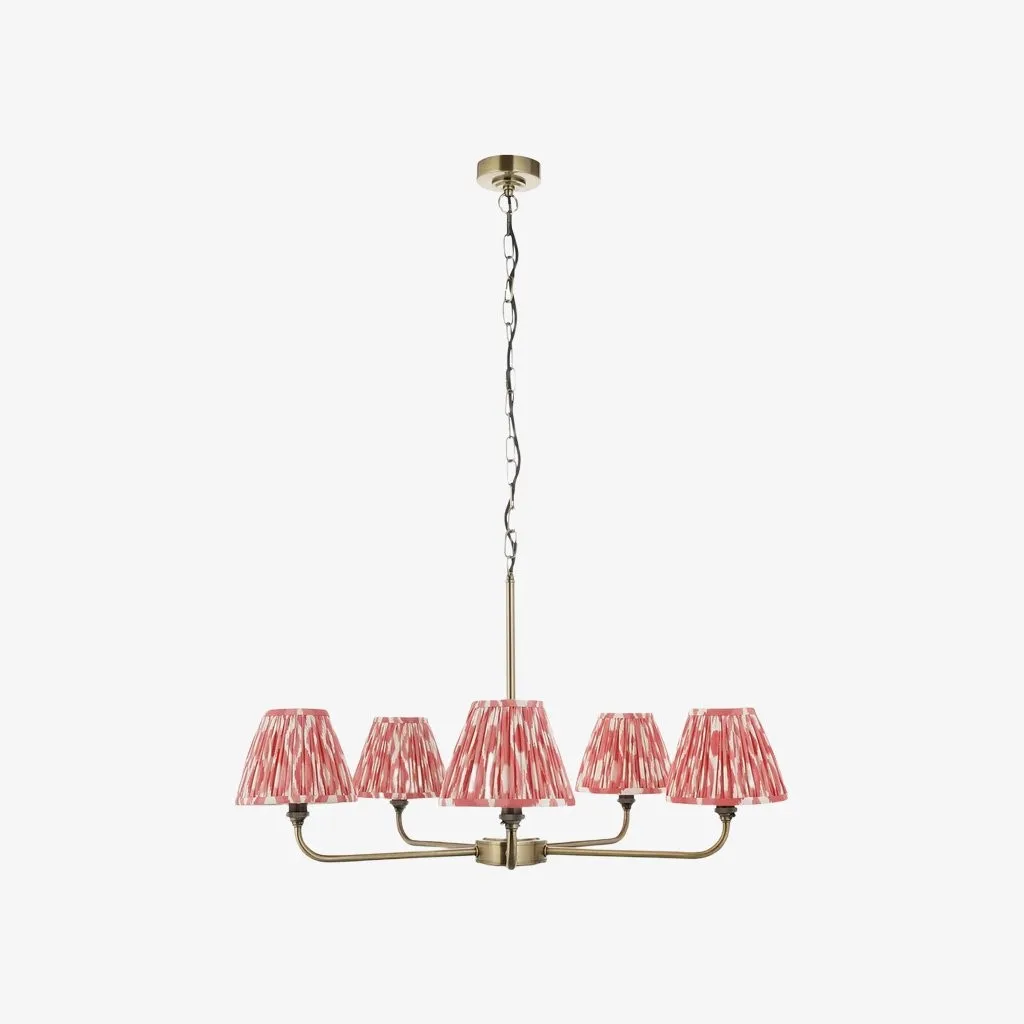 Zevatik Classic Ikat Patterned Fabric Chandelier - Metal Bracket Chandelier KL1873