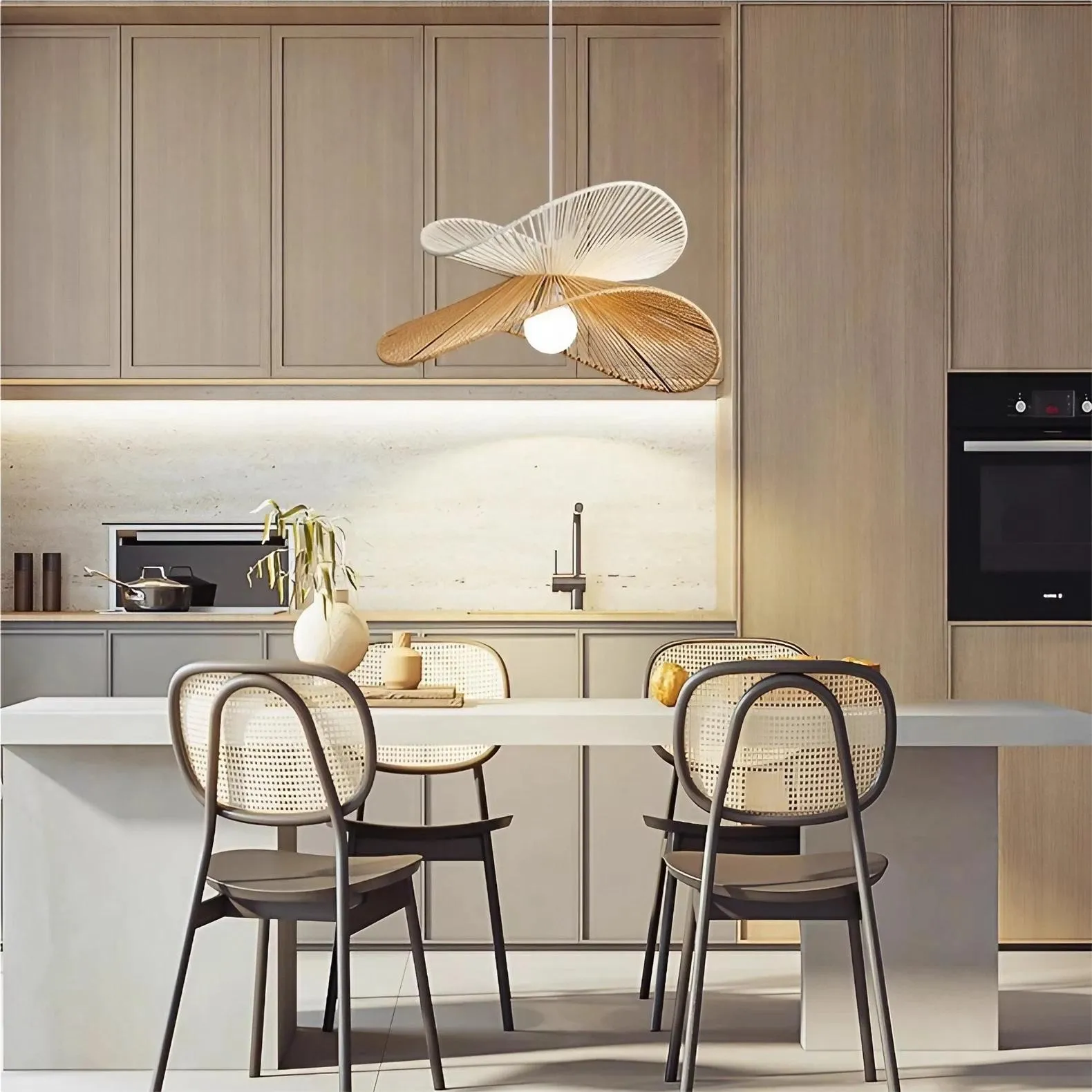 Retro Zen Straw Hat Rattan Pendant Light KL52