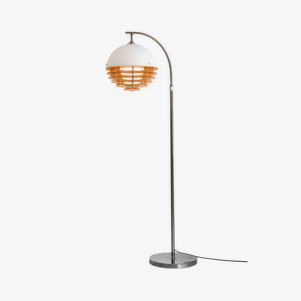 Afterglow Sunset Curved Floor Lamp - Vintage Glass Shade for Bedroom A49