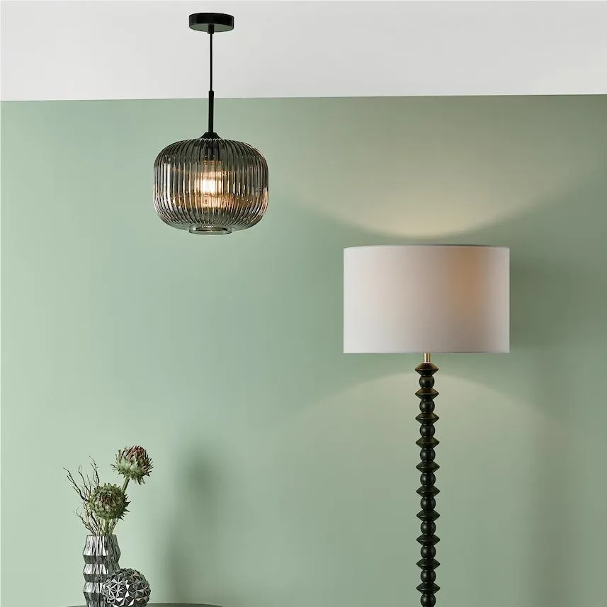 Demarius 1 Light Ribbed Glass Pendant Lamp