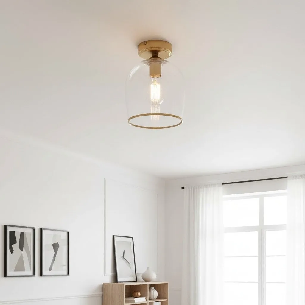 Brazara Dome Ceiling Light - Industrial Ribbed and Clear Glass for Living Room KL1876