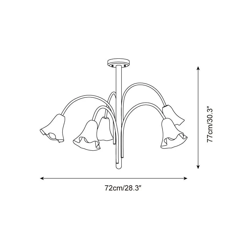 Bellina Modern Romantic Chandelier - Botanical Lily Design with Glass Flowers KL1449