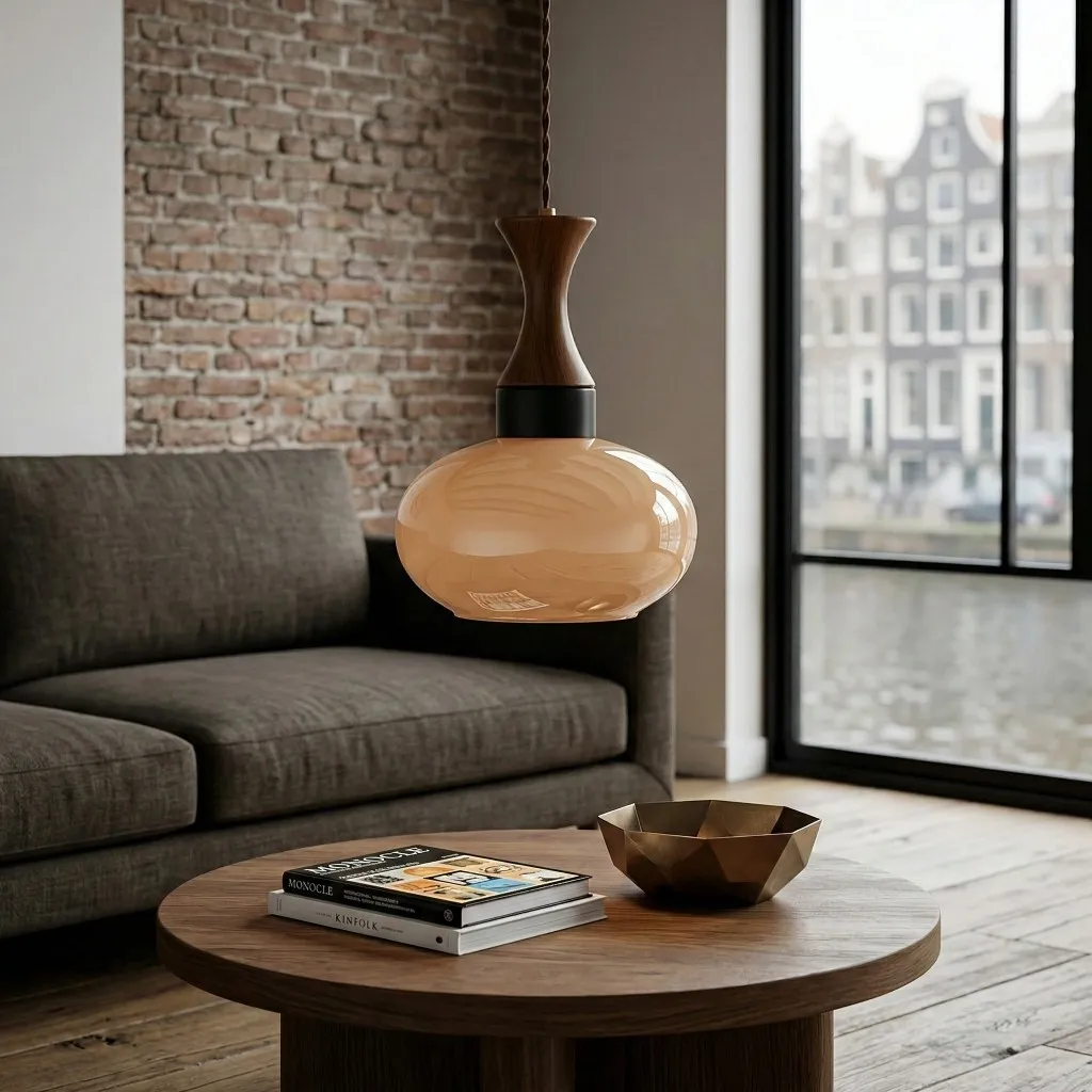 Velora Scandinavian Farmhouse Pendant Light with Glass Shade Modern Plug-In Design KL2315
