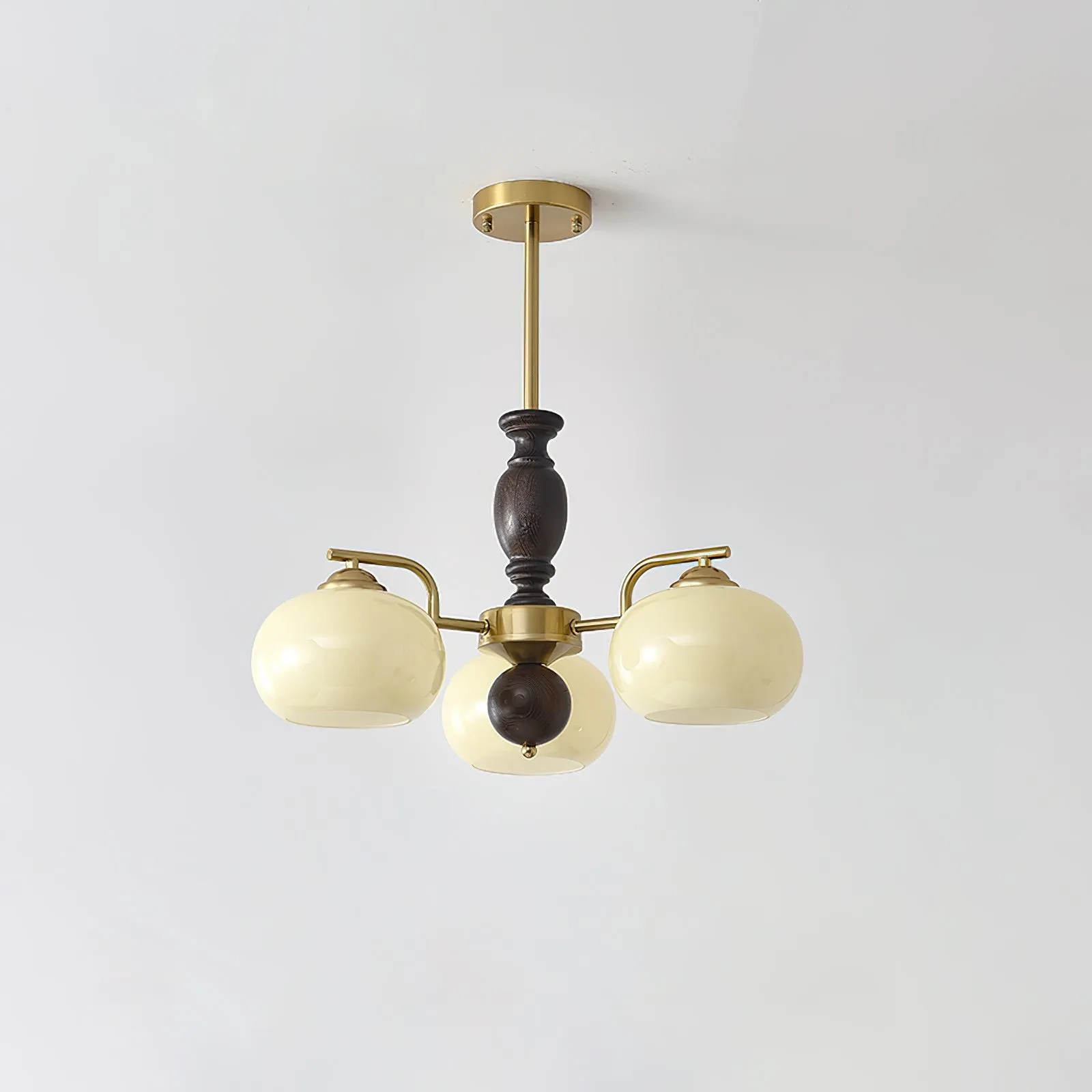 Medieval Style Walnut Beige Orb Chandelier KL750