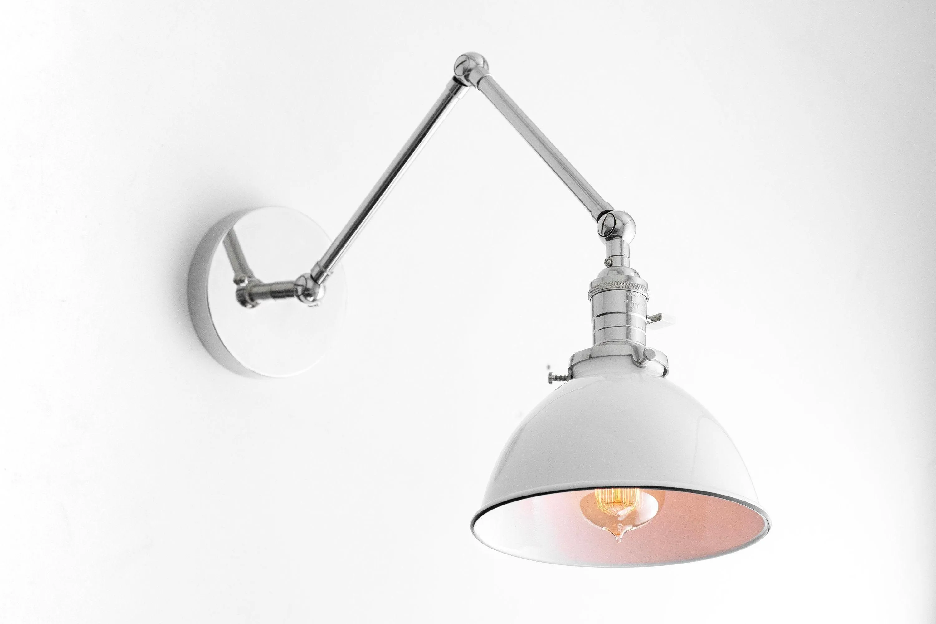 Conique Metal Vintage Industrial Swing Arm Wall Lamp - Adjustable Dome Shade for Study KL1440