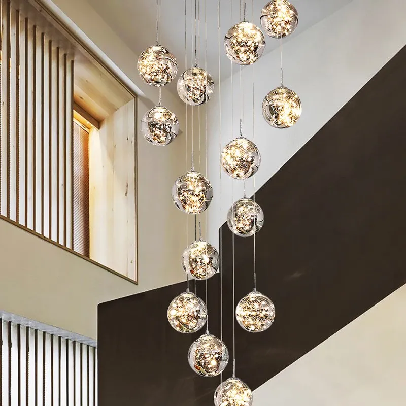 10 Glass Ball Staircase Chandelier