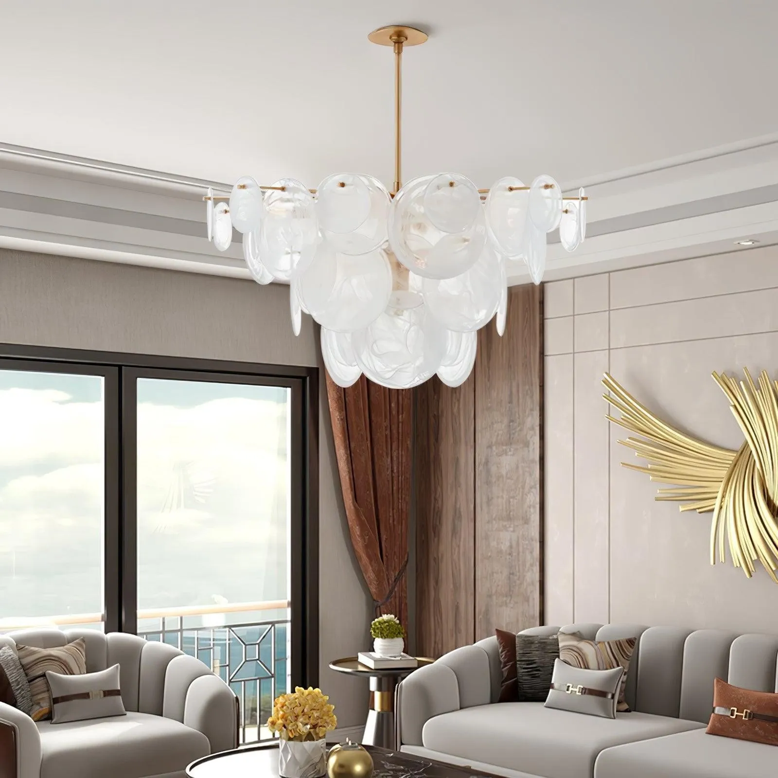Brass Discs Cascading Chandelier KL260