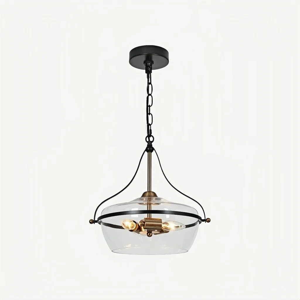Lirra Modern Glass Bowl Shade Pendant Light - Kitchen Island or Dining Lighting KL1716