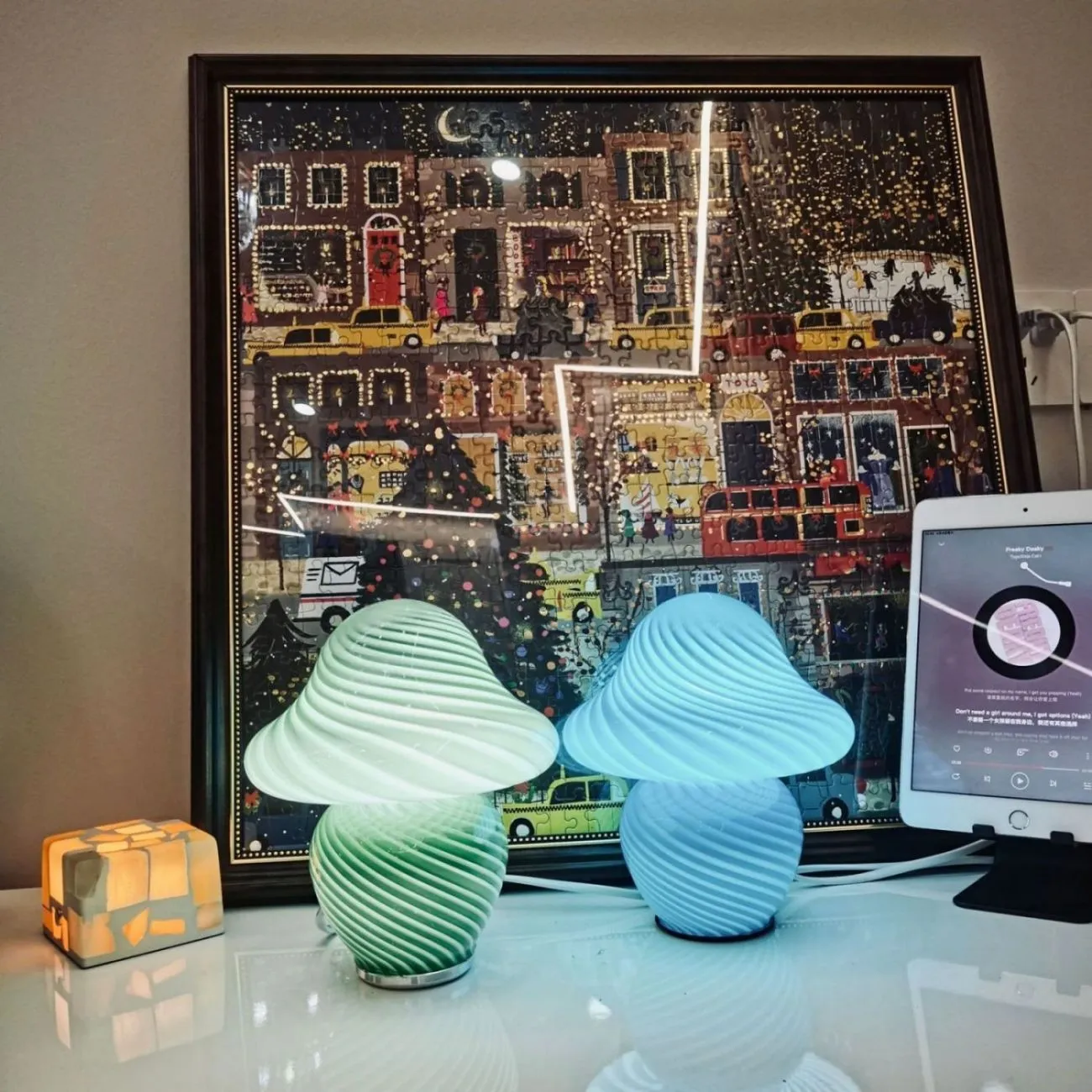 Modern Stained Glass Mushroom Night Light KL33