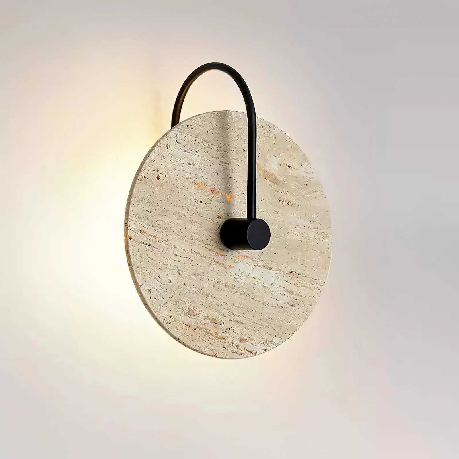 Simple Clock-Shaped Travertine Wall Lamp KL639
