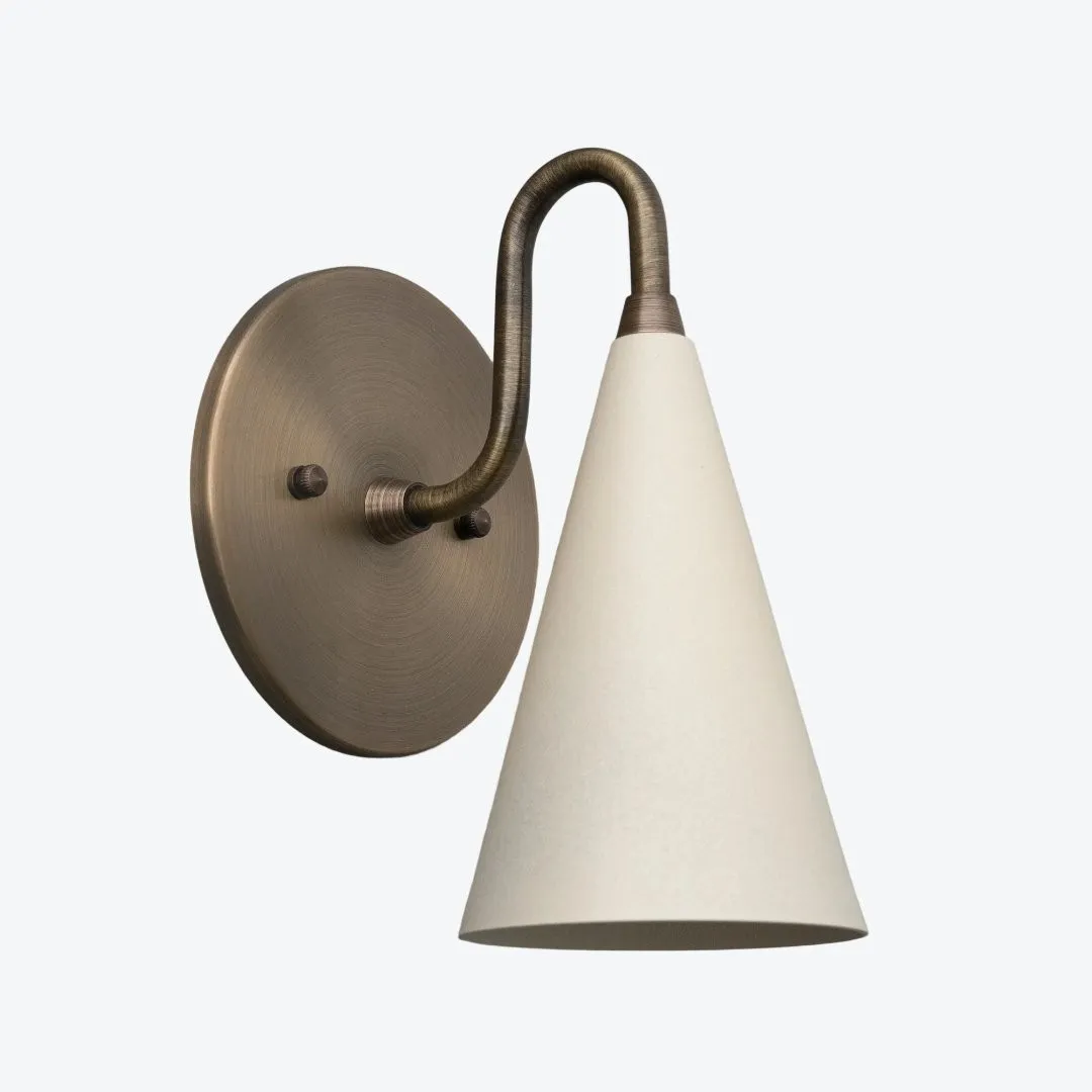 Curva Metal Cone Shade Sconce - Vintage Brass Wall Light for Entryway or Stairwell KL1720