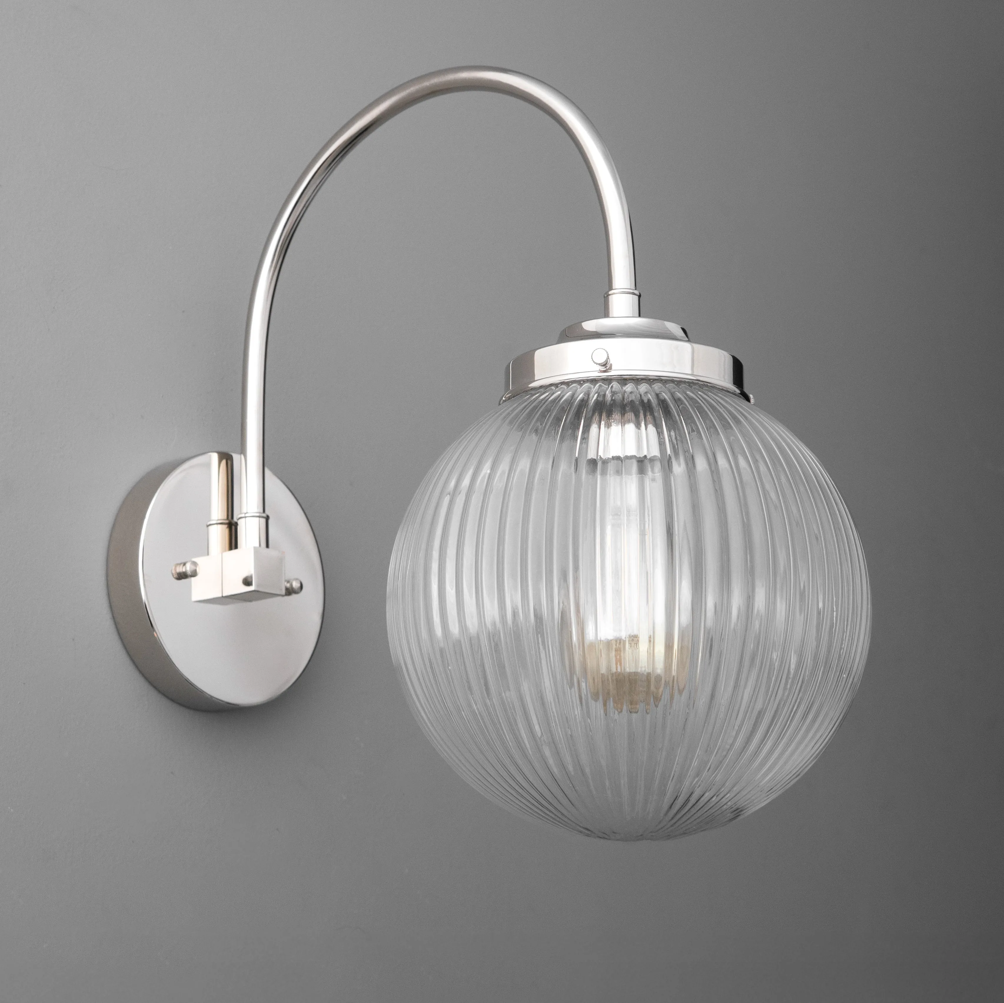 Glorica Glass Aged Brass Wall Sconce - Ribbed Glass Shade Industrial Style Lighting KL1518