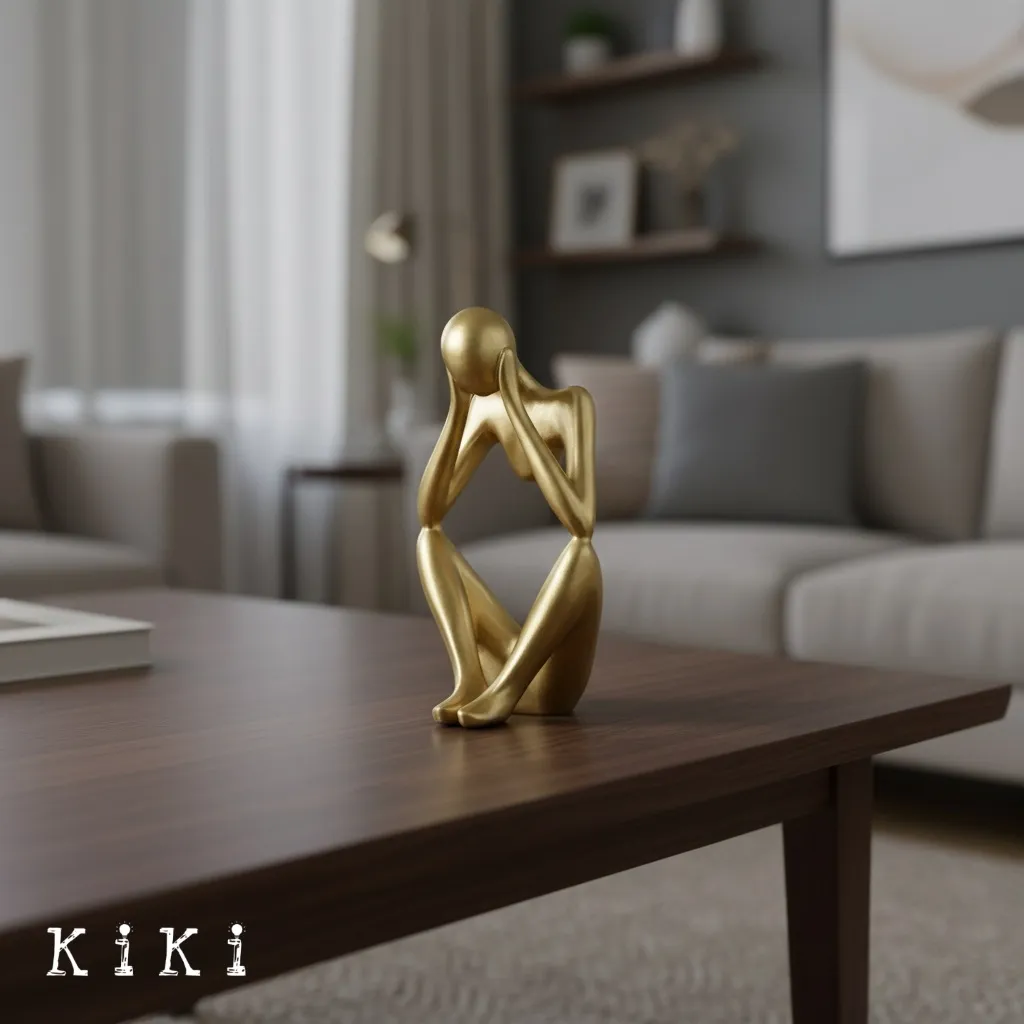 Floxo Abstract Human Figurine And Lazy Dog Sculpture - Nordic Minimalist Metal Decor Shelf And Desk Styling KL2346