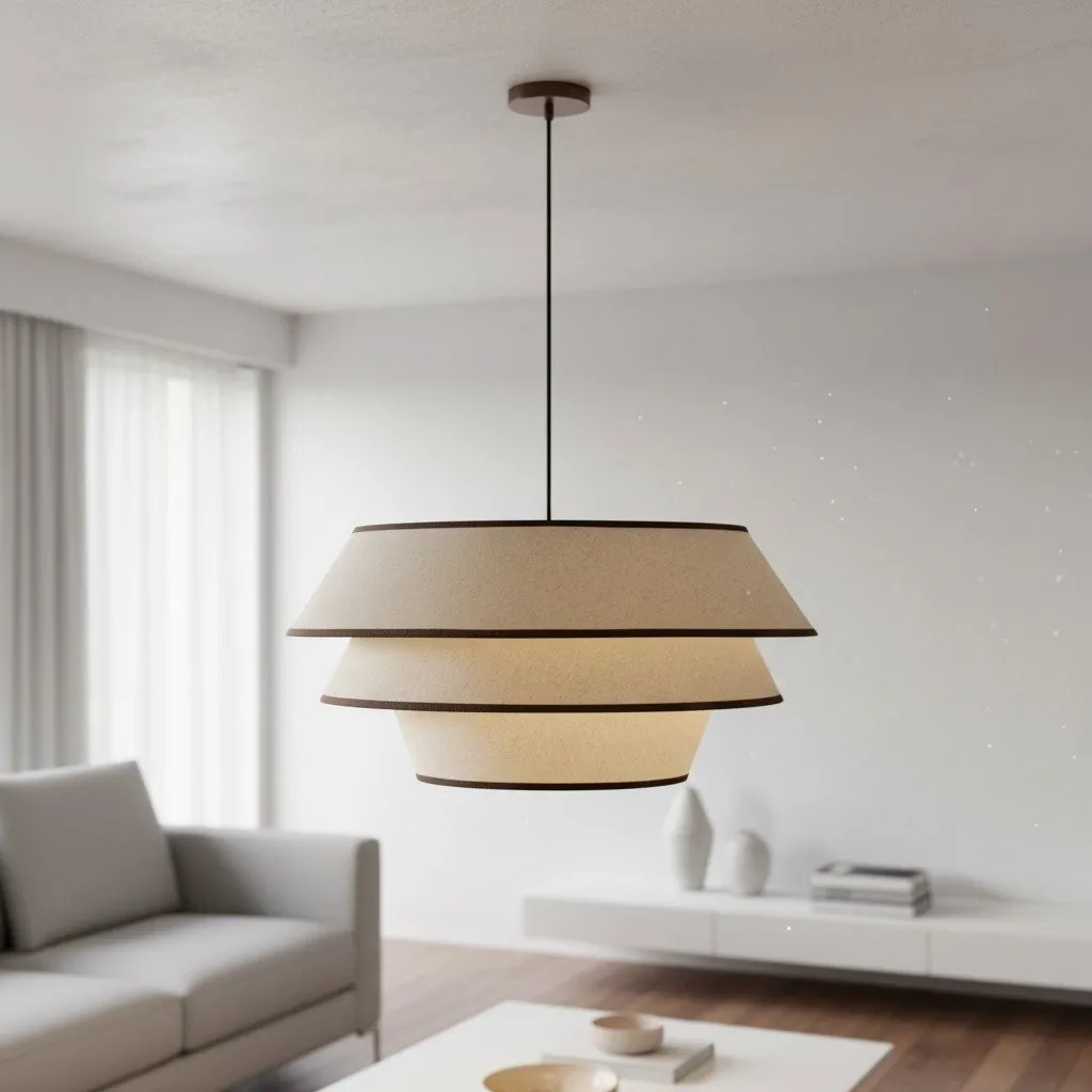 Tarivon Steel Frame Pendant with Fabric Shade - Modern Hanging Lamp for Dining Rooms KL1625
