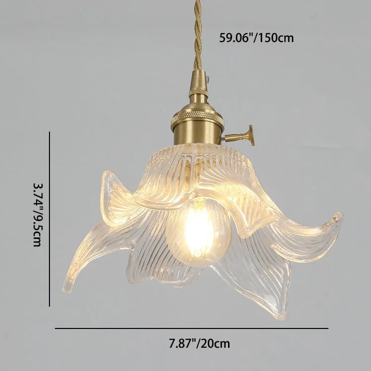 Traditional Japanese Brass Walnut Glass Ceramic Cylinder Conic Flower Bowl 1-Light Pendant Light For Dining Room KL1245