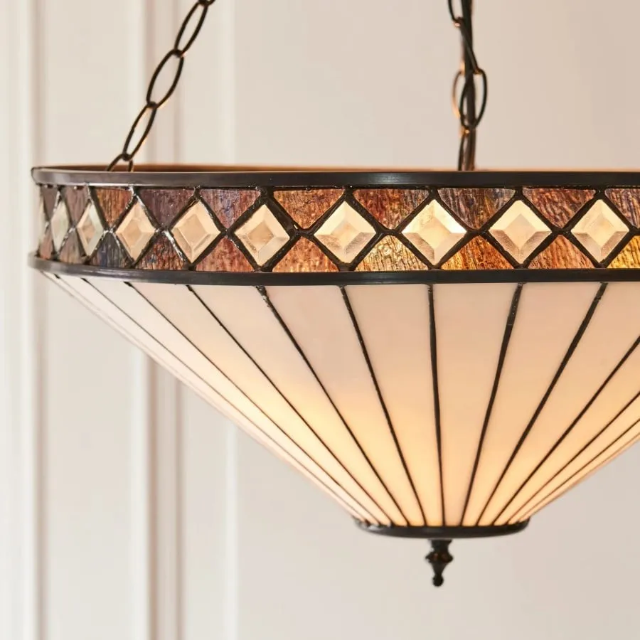 TF Fargo Stained Glass Pendant Light - Tiffany Style Inverted Pendant Lamp for Kitchen KL1934