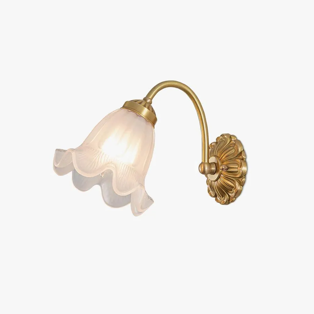 Nordic Modern Retro Elegant Flower Brass Glass Wall Lamp KL263
