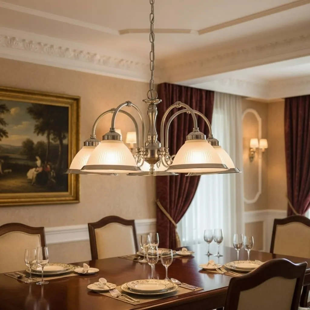 TF Vintora Ribbed Glass Pendant Light - Elegant Metal Trim for Kitchens, Dining Areas and Hallways KL1978