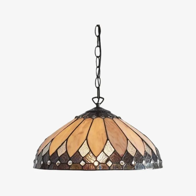 TF Brooklyn Pendant Light - Pendant Light with Geometric Stained Glass Art Deco Style for Dining Rooms KL1862