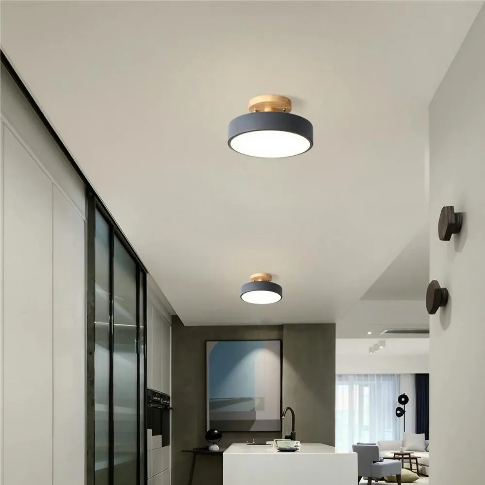 Scandinavian Design Round Wooden Ceiling Light KL37