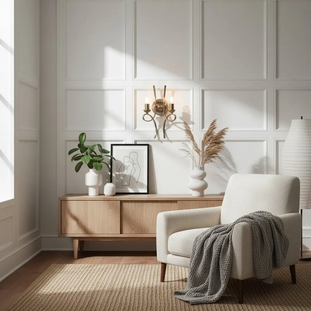 Foline Brushed Brass Wall Light - Timeless Wall Sconce for Living Rooms and Hallways KL1970