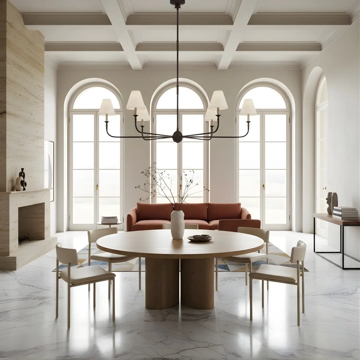 Modern Industrial Metal Chandelier – Luxury Linen Shade Design for Dining or Living Room KL1218