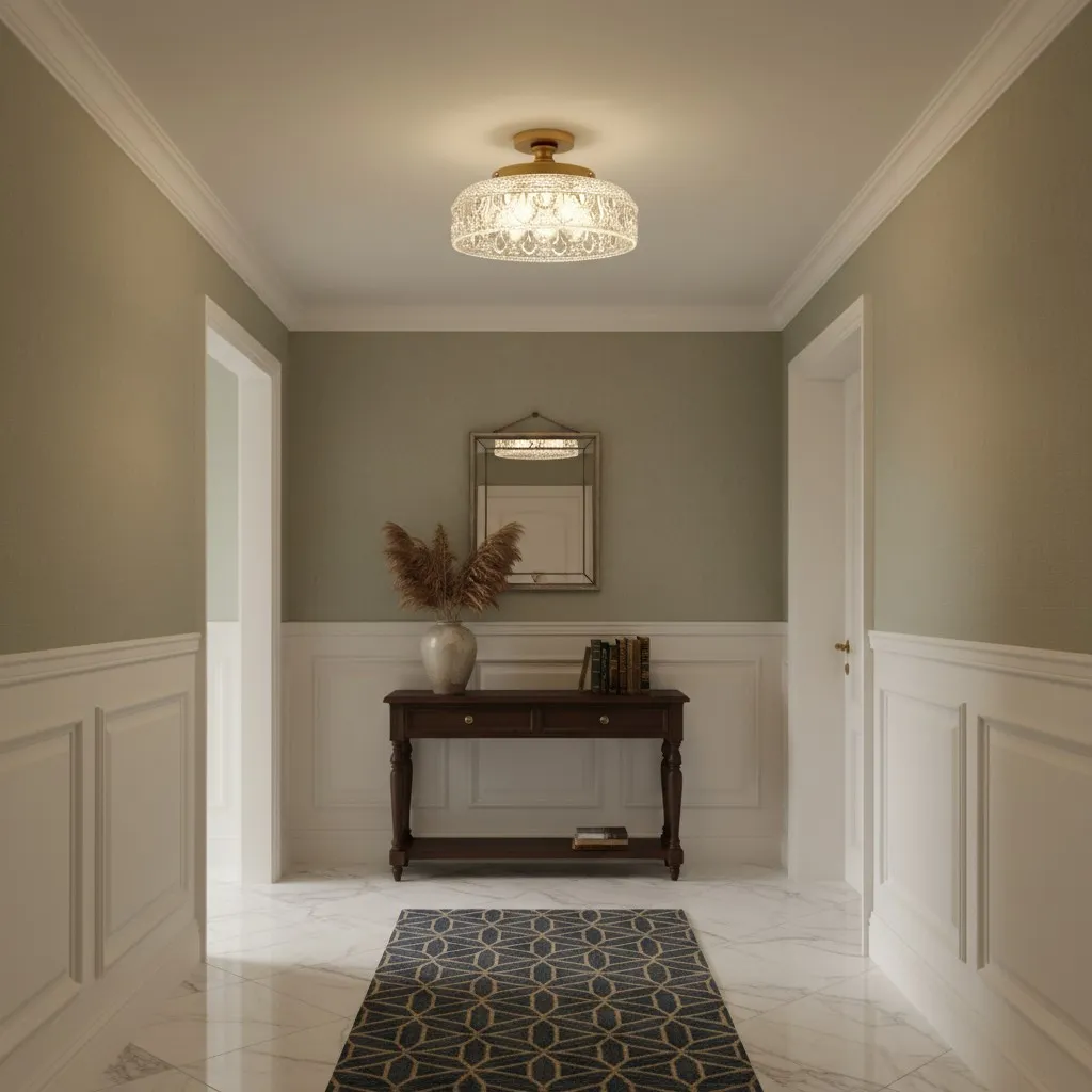 Zenarivo Vintage Floral Glass Ceiling Light -  Rustic Glass Lighting for Living Room KL2234
