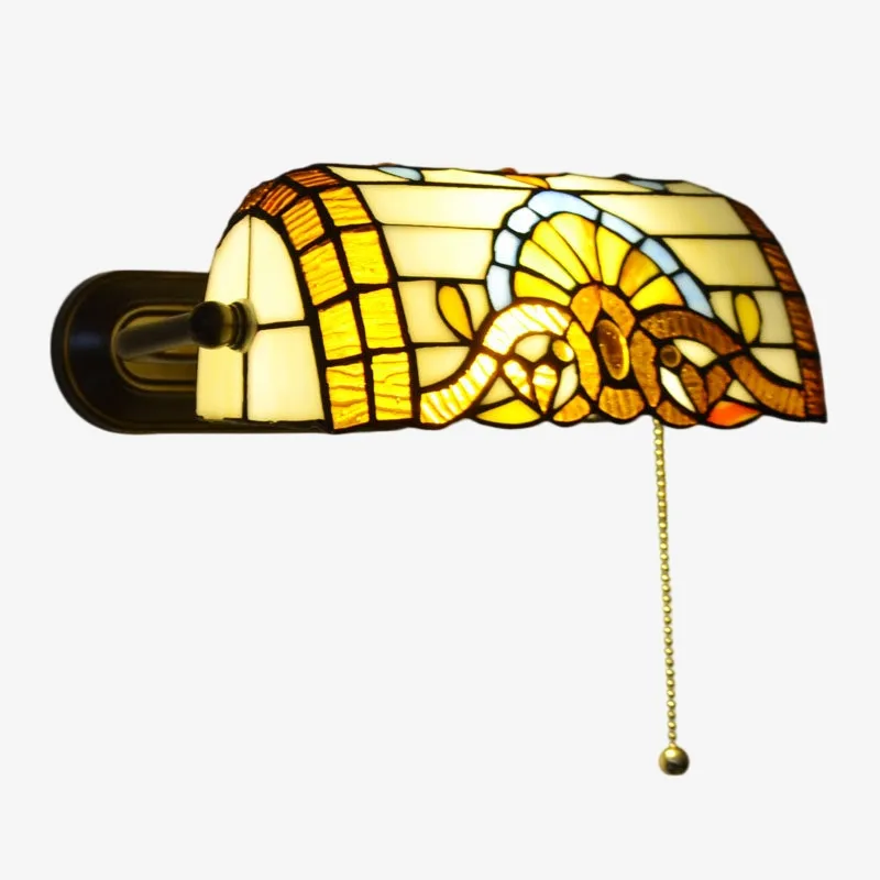 TF Tivanny Floral Stained Glass Wall Light - Tiffany Inspired Wall Sconce for Bedroom A24