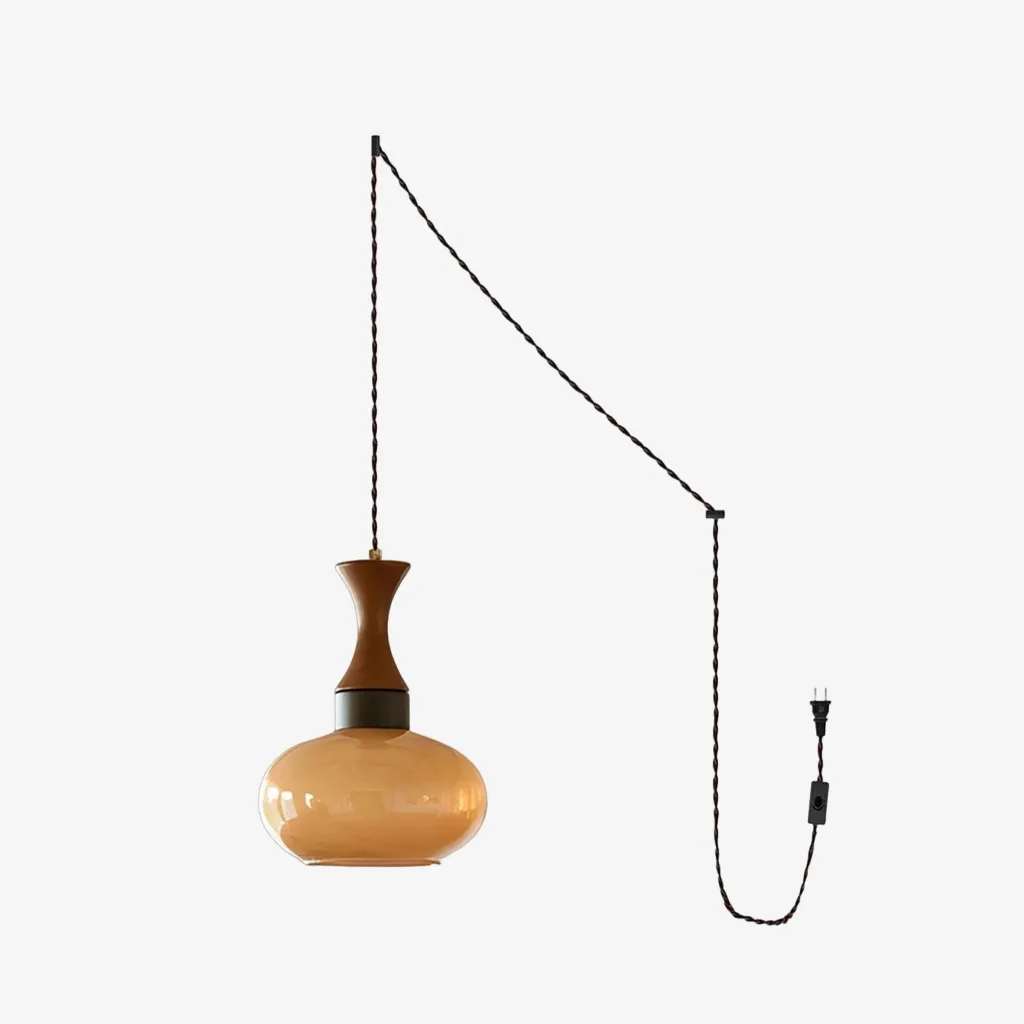 Velora Scandinavian Farmhouse Pendant Light with Glass Shade Modern Plug-In Design KL2315