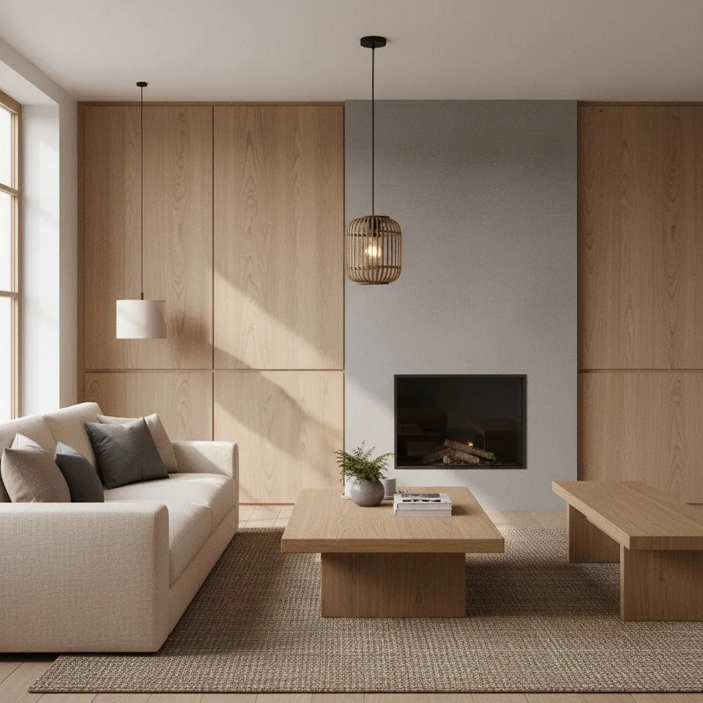 Yumeko Adjustable Bamboo Pendant Lamp - Natural Cage Pendant Light Perfect for Living & Dining Rooms KL1954