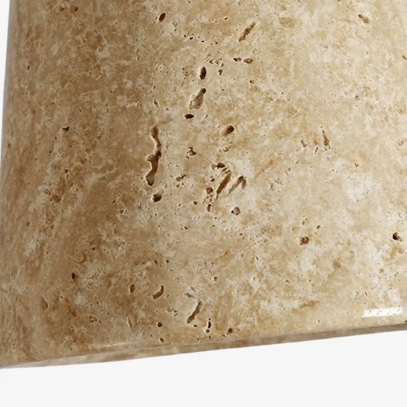 WabiLum Minimalist Japanese Travertine Wood Pendant Light - Elegant Home Lighting for Bedroom KL2241