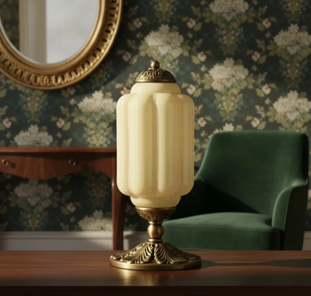 Eloise Vintage Glass Pumpkin Table Lamp - Decorative Accent Lighting for Living Spaces KL876