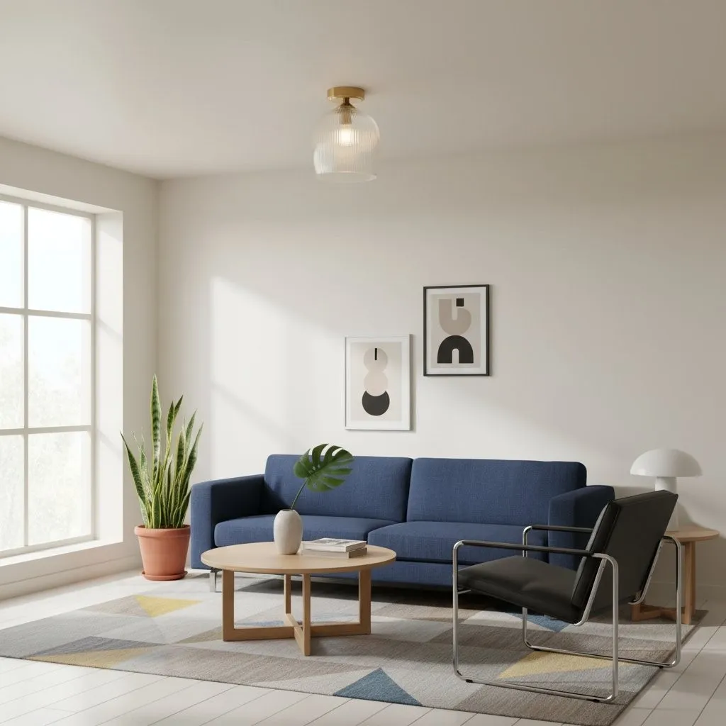 Brazara Dome Ceiling Light - Industrial Ribbed and Clear Glass for Living Room KL1876