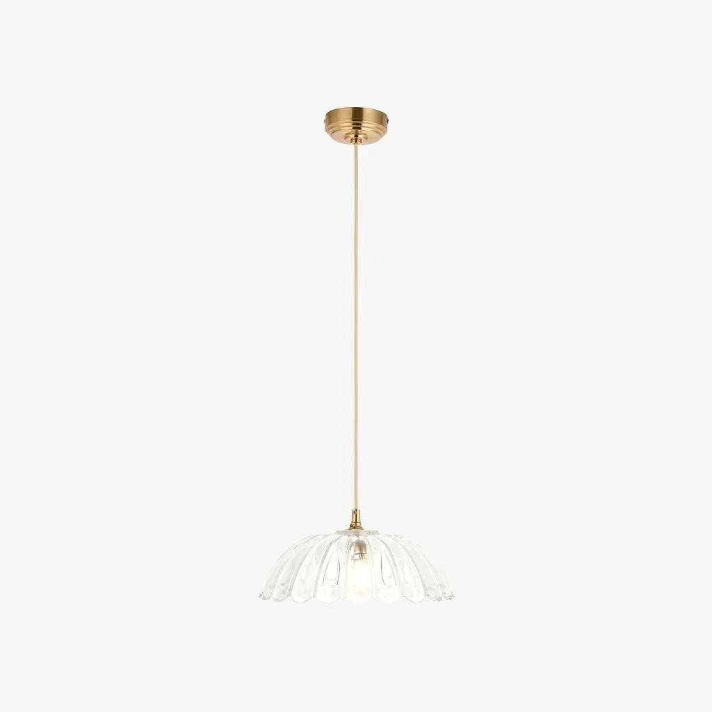 Floriaxis Floral Glass Pendant Light - Floral Glass Shade with Braided Cable for Kitchen or Dining KL1912