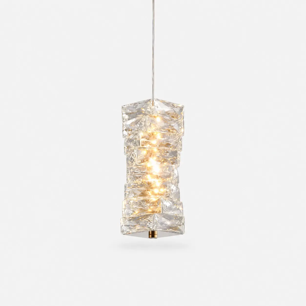 Sculptural Crystal Column LED Pendant Light