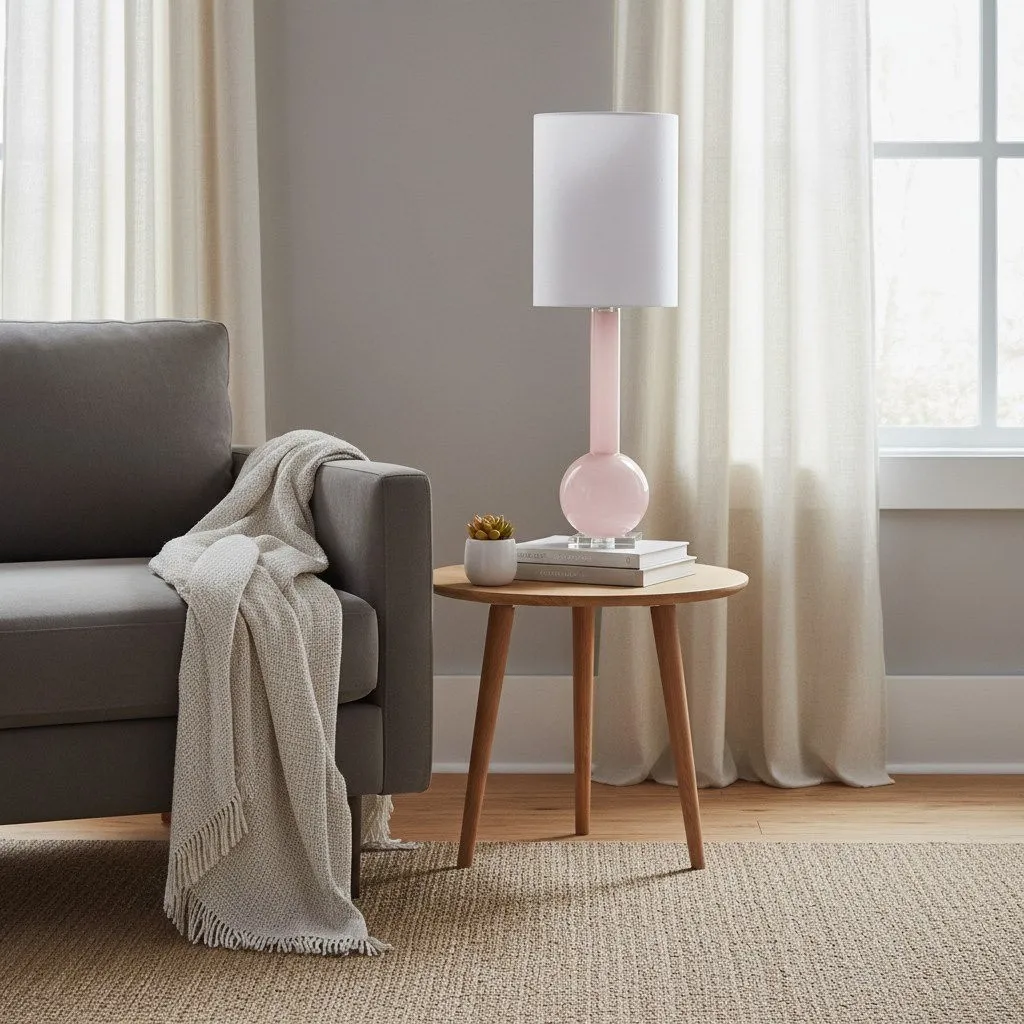 Savara Minimalist Table Lamp - Clean Glass Form with Fabric Shade for Bedrooms KL1652