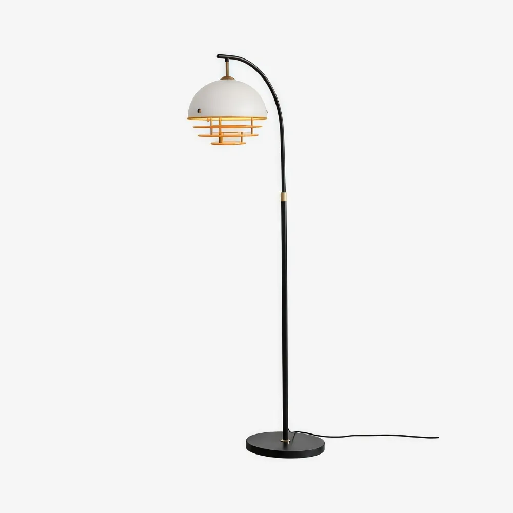 Afterglow Sunset Curved Floor Lamp - Vintage Glass Shade for Bedroom A49