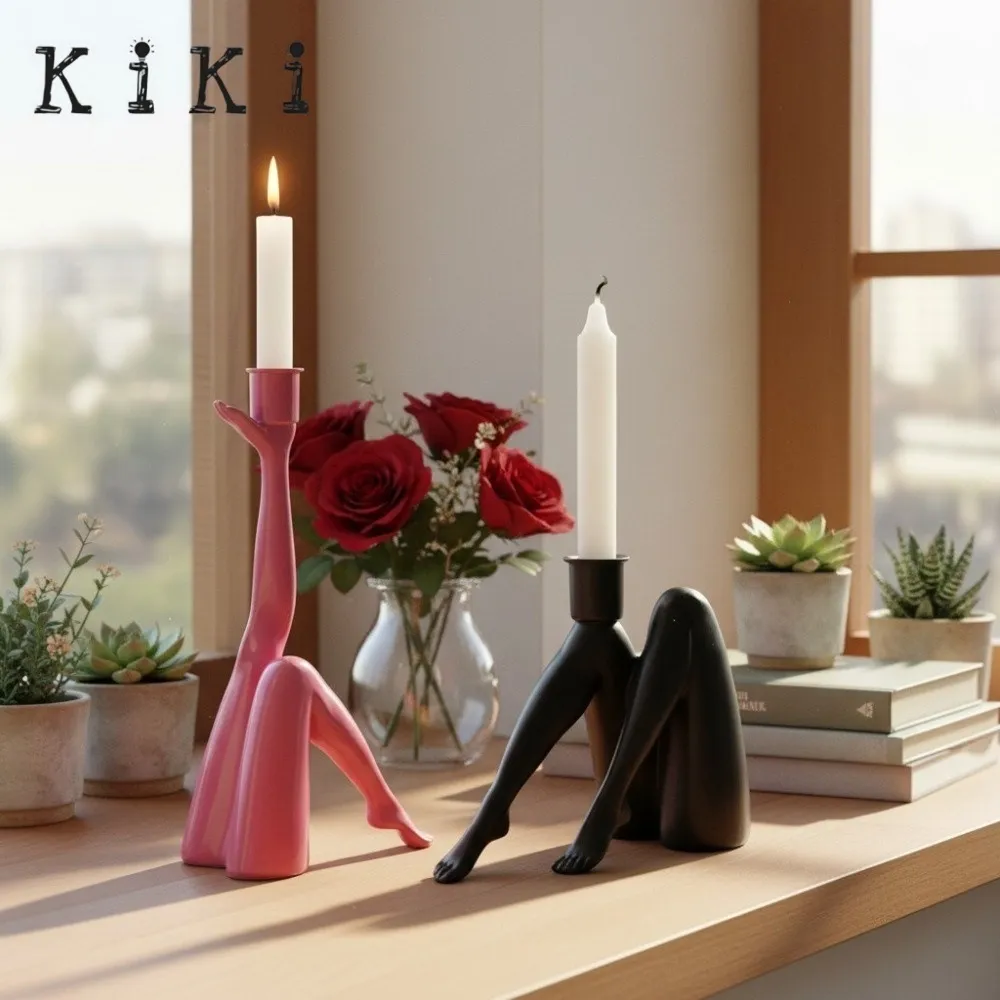 Kickra Sculptural Leg Base Candle Holder - Modern Artistic Design Table Or Living Room Decor KL2204