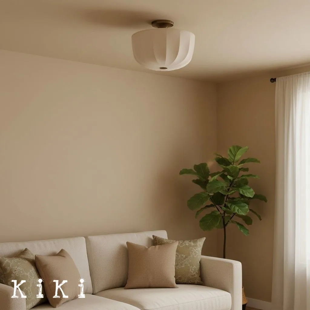 Loomis Textured Linen Flush Mount Ceiling Light - Japandi Style Lighting for Living Room KL2041