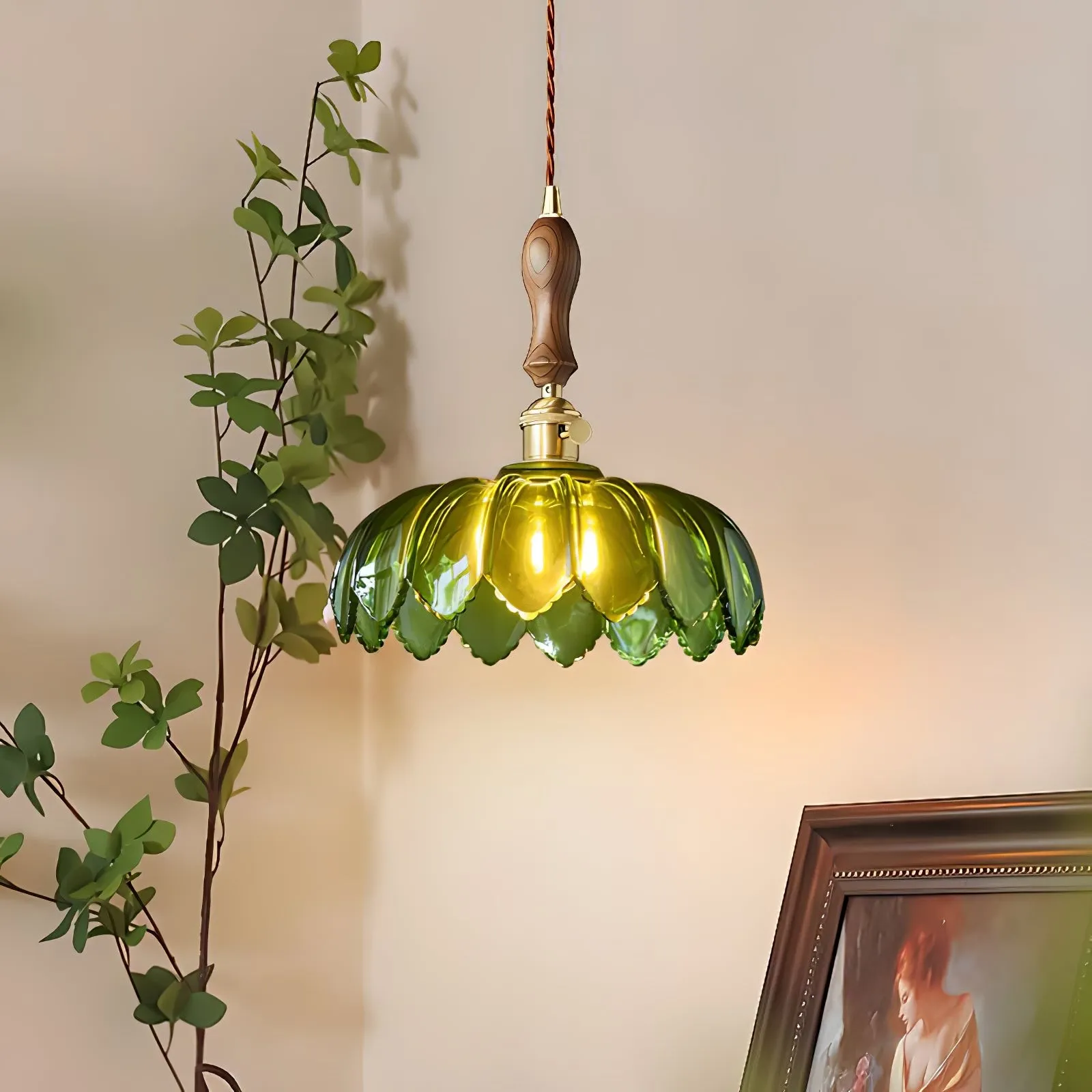 Retro Petal Green Pendant Lamp KL452