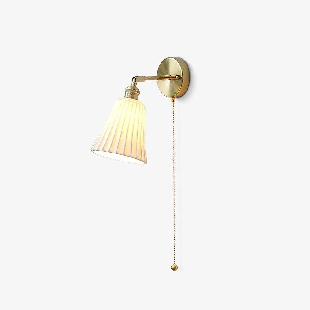 Modern Pull Cord Metal Ceramics Indoor Wall Lamp for Bedroom KL717
