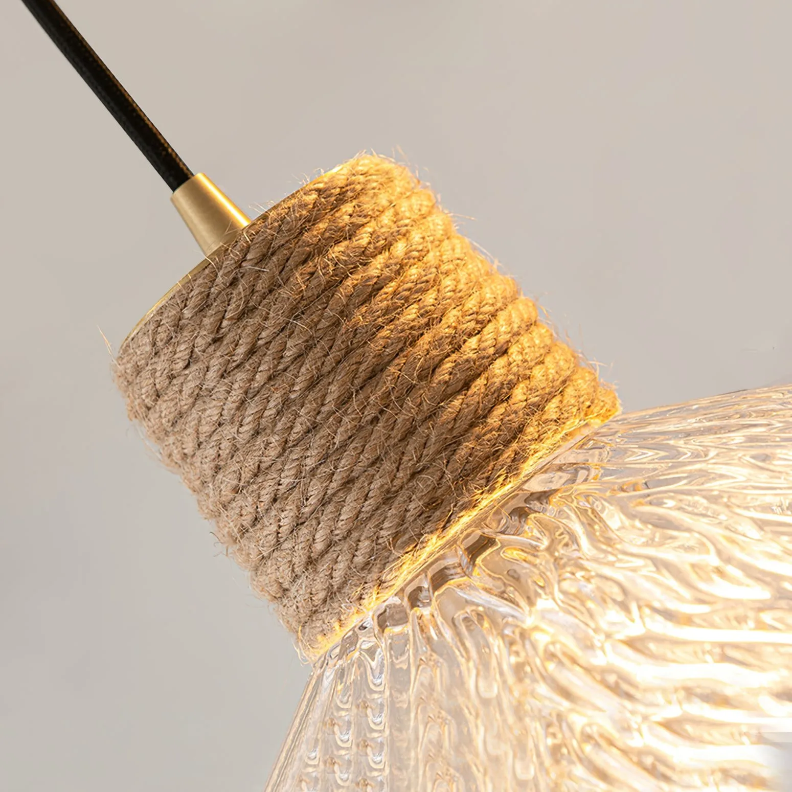 Hemp Rope Glass Pendant Lamp KL1030