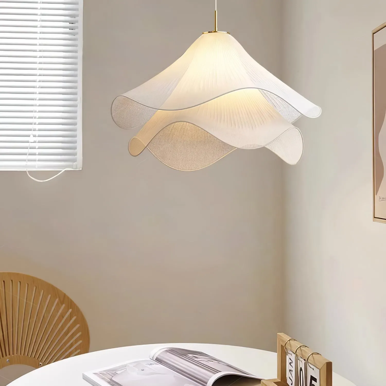 Ethereal Bloom Sculptural Fabric Pendant Light – Modern Floral-Inspired Lighting for Dining & Living Space KL1160