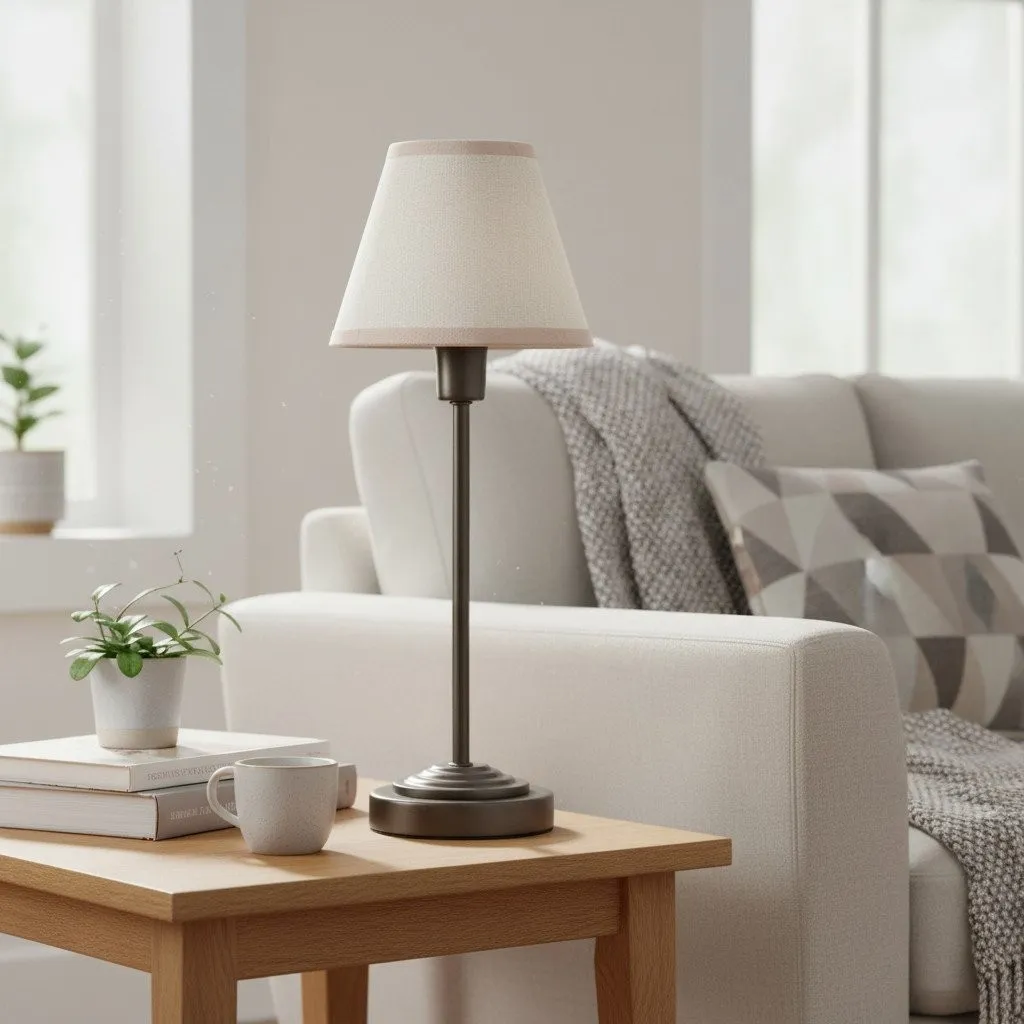 Bronzuno Textured Fabric Desk Lamp - Modern Metal Base Lighting for Offices or Lounges KL1878