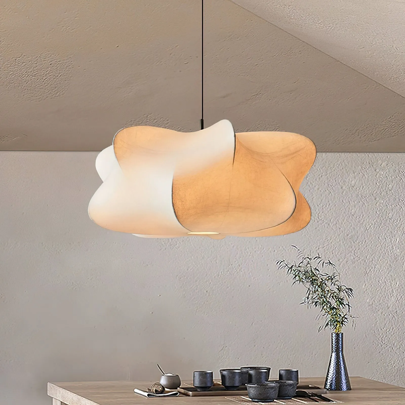 Lunaveo Elegant Silk Pendant Light - Modern Cloud Pendant Light for Living Room KL356