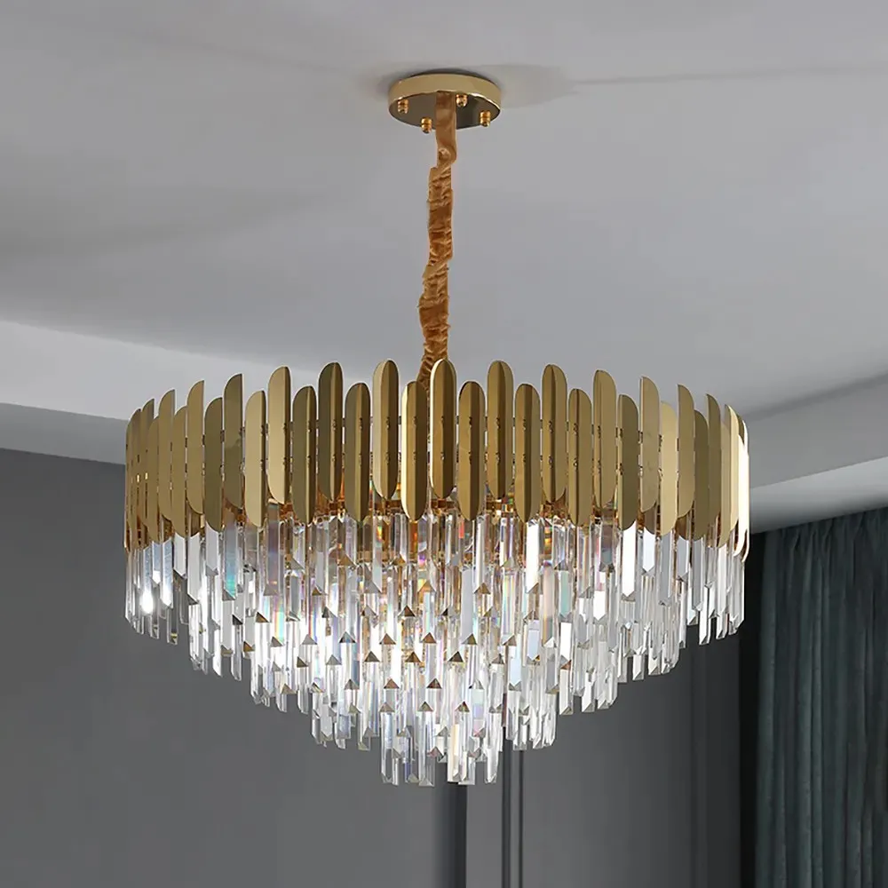 Modern Brass Crystal Chandelier