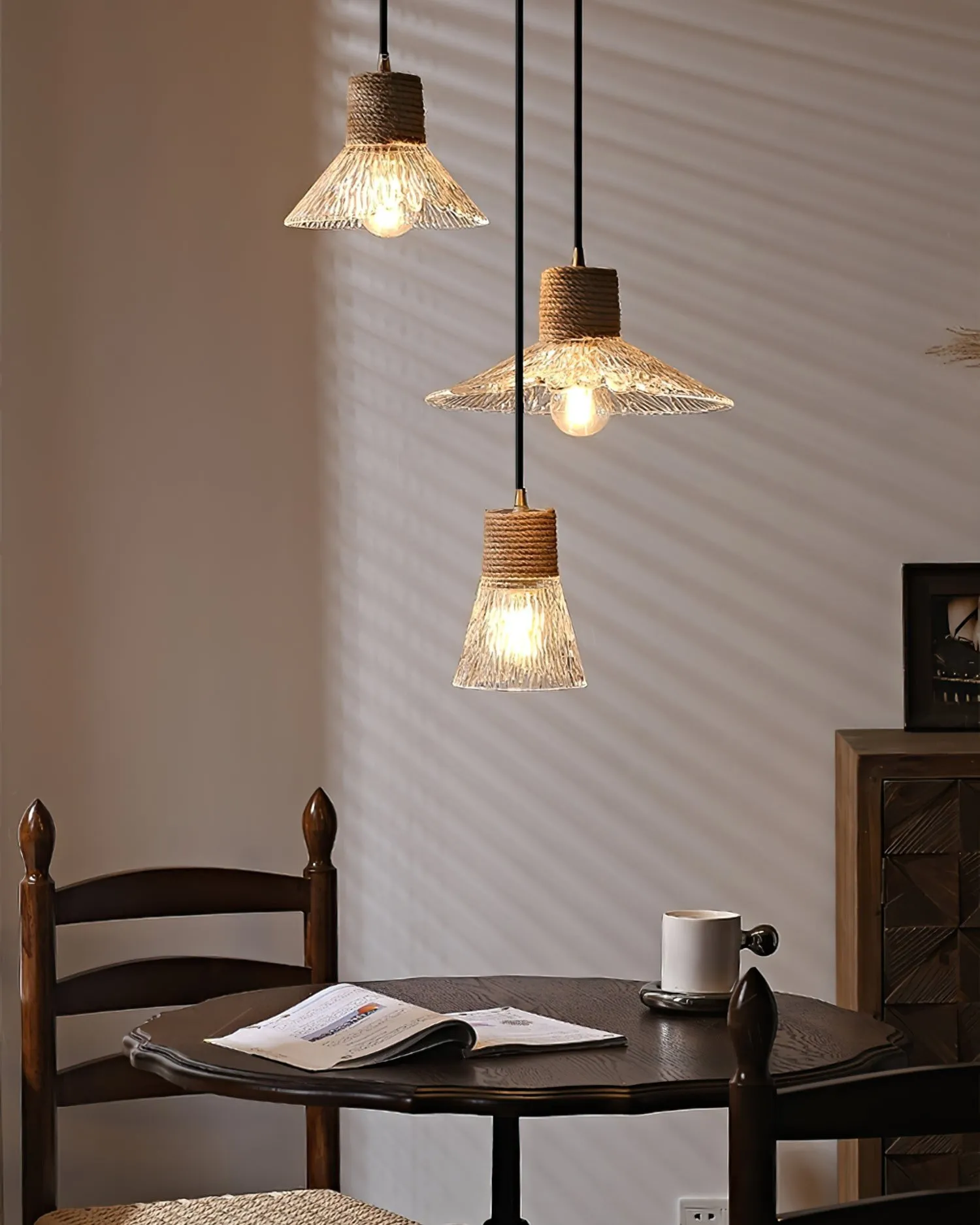 Hemp Rope Glass Pendant Lamp KL1030