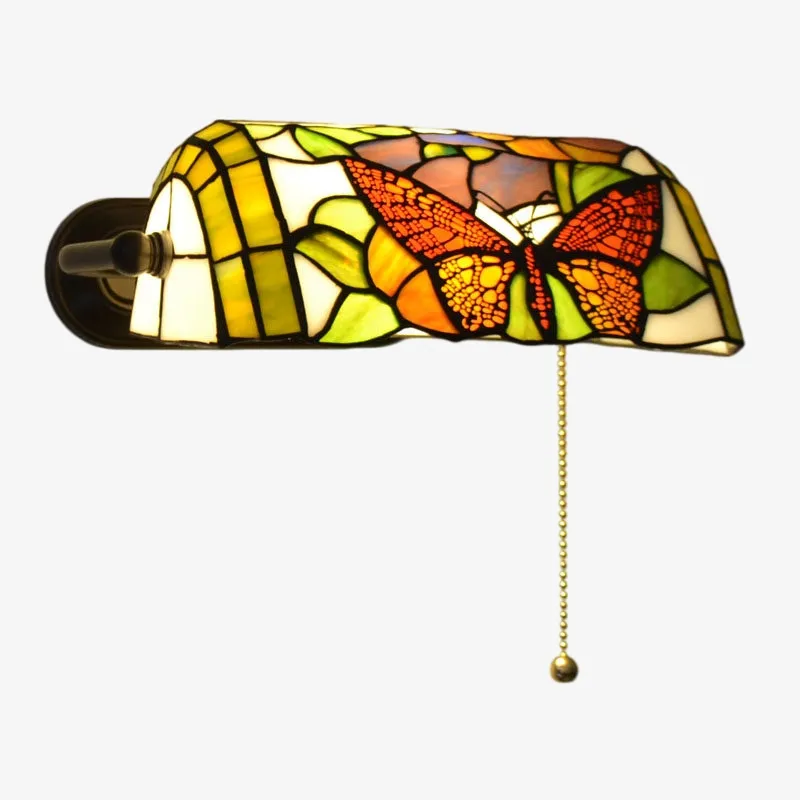 TF Tivanny Floral Stained Glass Wall Light - Tiffany Inspired Wall Sconce for Bedroom A24