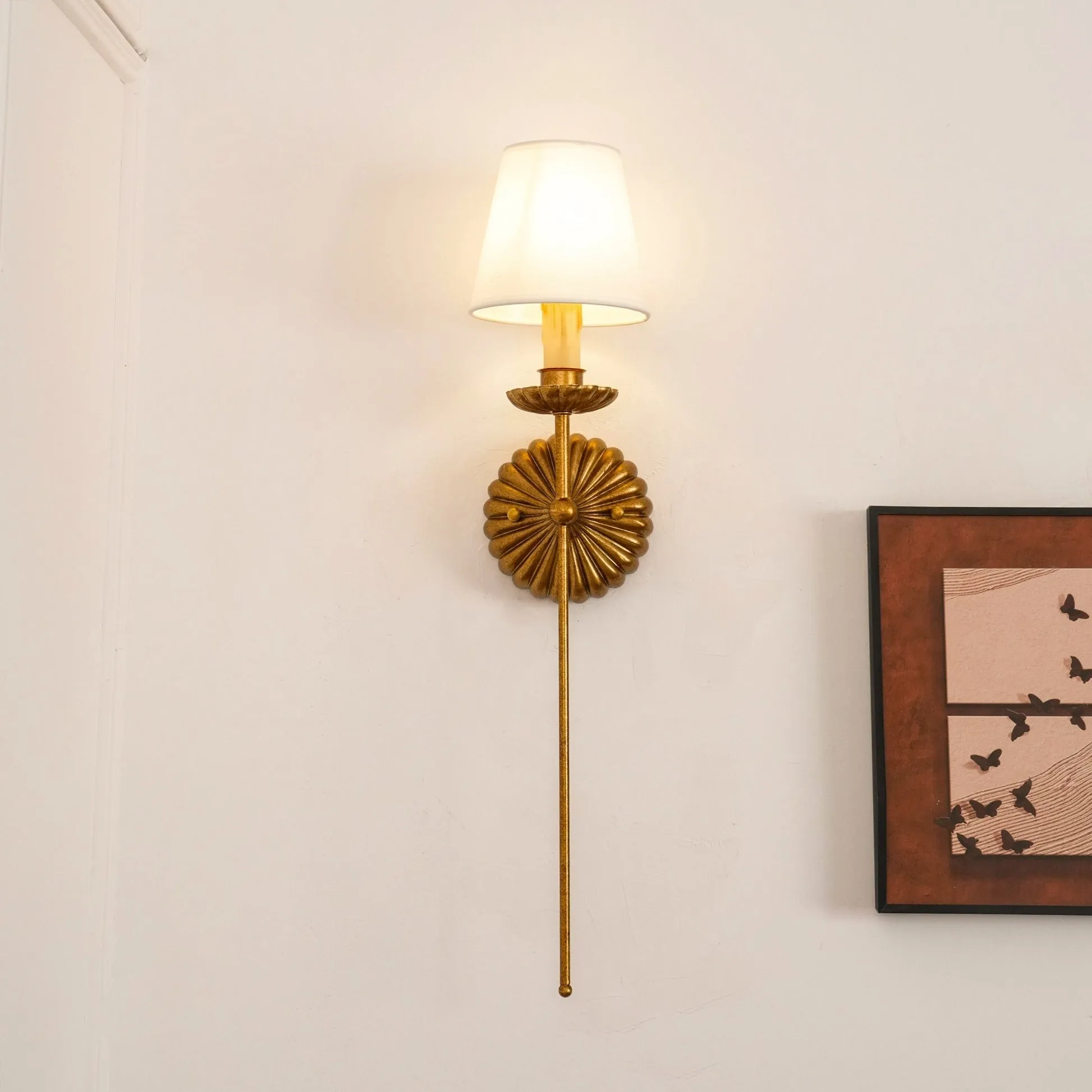 Catina Fabric Shade Wall Sconce – Classic Metal Wall Lighting for Entryway or Lounge KL1148