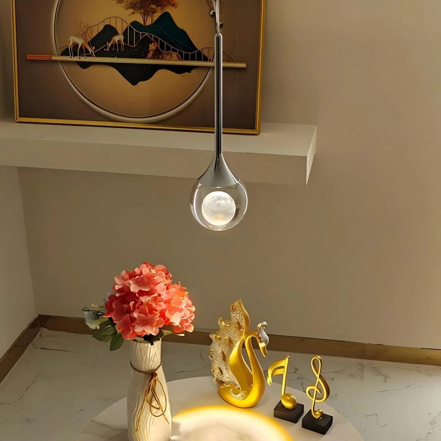Moon Clear Glass Ball Pendant Light KL773